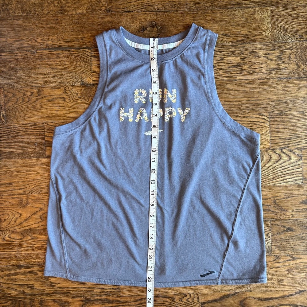 Brooks “Run Happy” Graphic Athletic Tank Top | Women’s Large | Gray - Picture 4 of 5